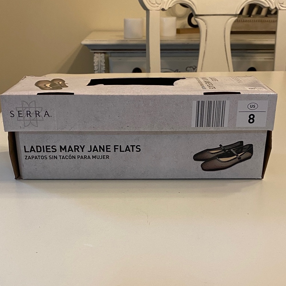 SERRA Black Mesh Mary Jane Flats with Buckle Strap - Picture 4 of 5